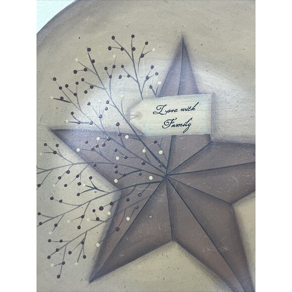 The Hearthside Collection Country Primitive Wood Plate Decor Star Baibara Lloyd - Picture 2 of 5